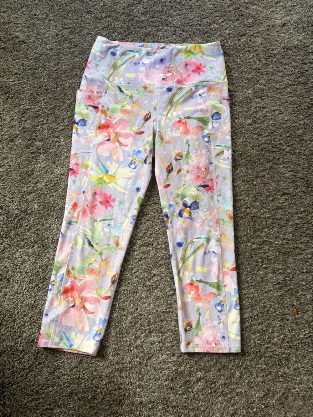 Watercolor  Floral Print Performance Leggings -  ** bundle 5/$15